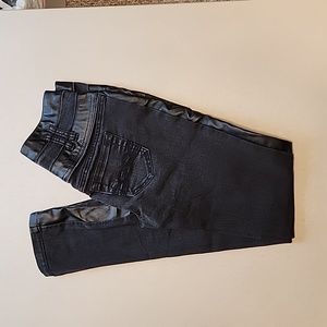 FREE Black High Rise Skinny Jeans With Faux Leather Trim Size 1